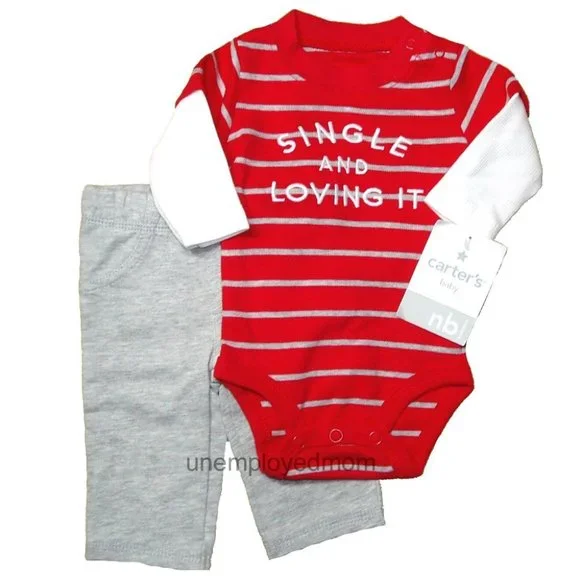Valentine's Day Outfit My First 3 pc Set Boys Single Love It Baby Bib 1st Heart - Picture 2 of 5